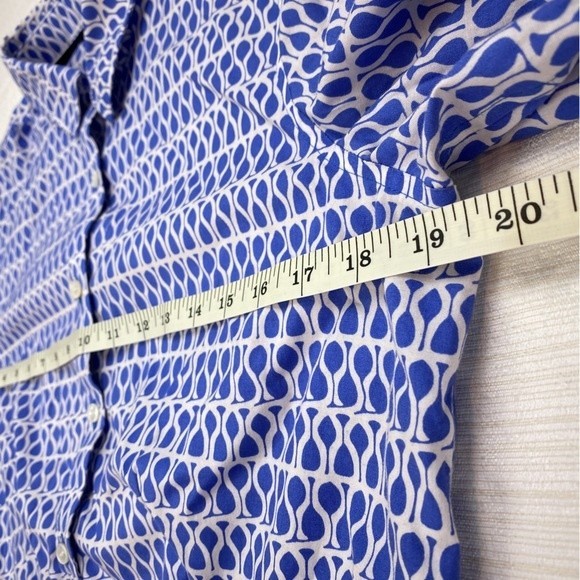 Talbots Blue Geometric Print Long Sleeve Button Up Shirt - Picture 6 of 13